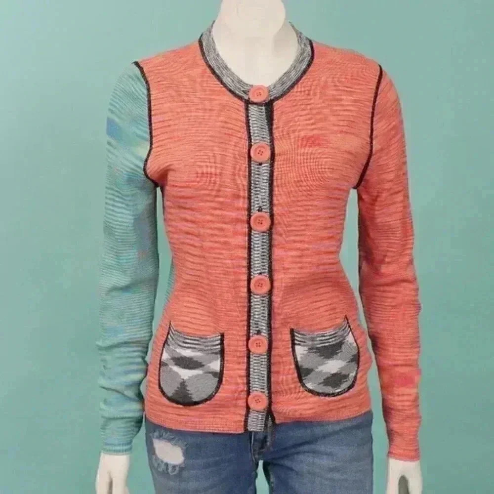 One Girl Who Women's Multicolored Button Front Long Sleeve Cardigan Size Small
